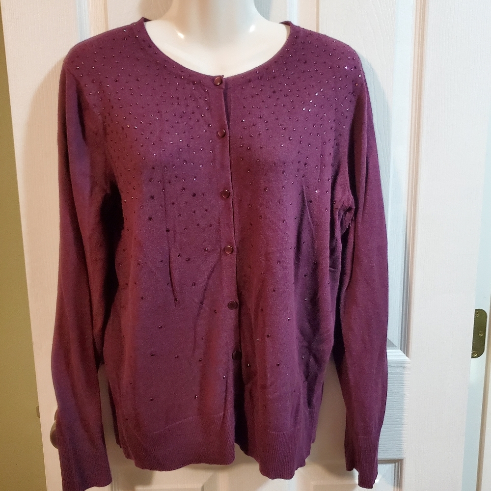 Jeweled purple cardigan